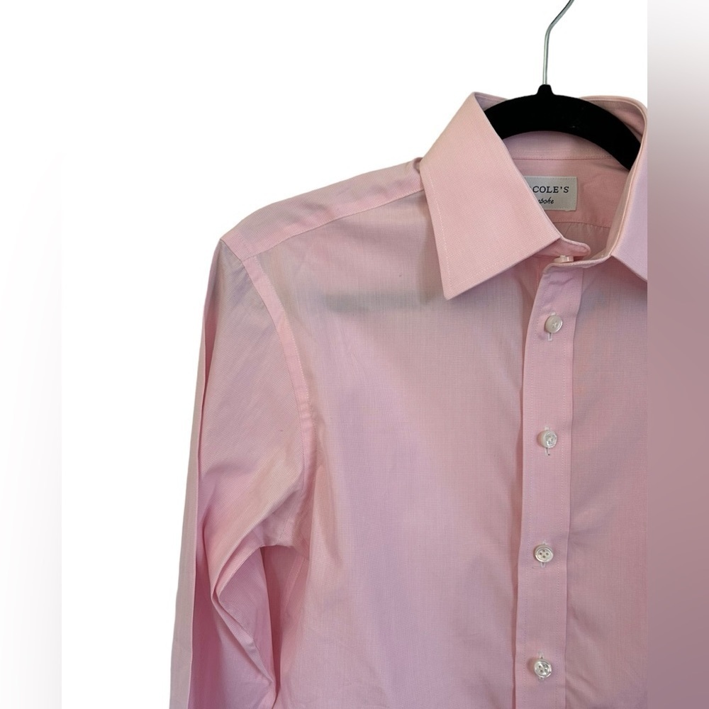 Ercole’s Bespoke Mens Custom Button Down Dress Shirt Small Pink Gingham Print